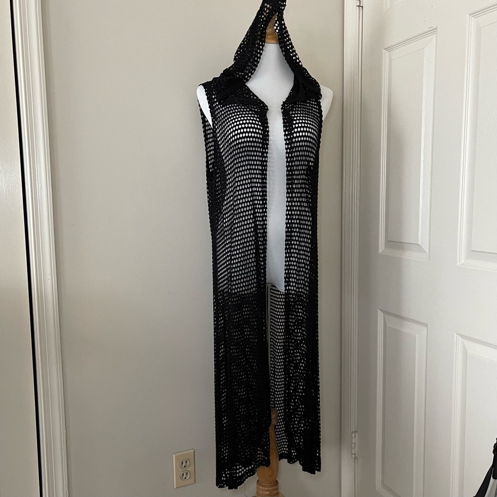 SJS Black Fishnet Beach Cover Up NWT